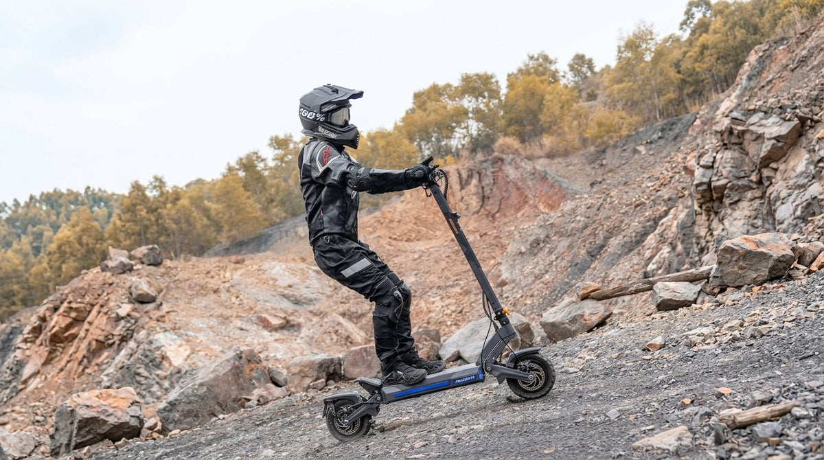 Trottinette électrique Ausom à double motorisation, conçue pour des montées plus faciles
