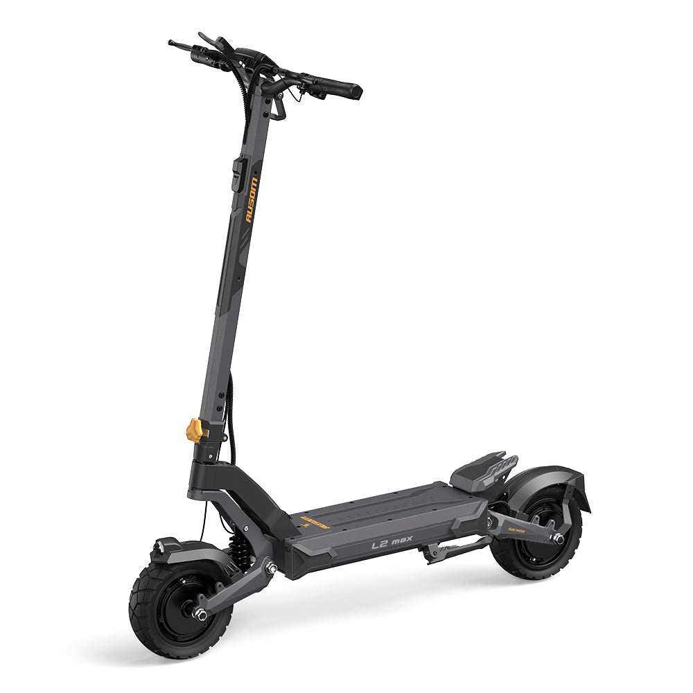 Ausom L2 Max dual motor electric scooter with 48V battery, 1000W brushless motors, 56 miles range, and 10-inch tubeless tires