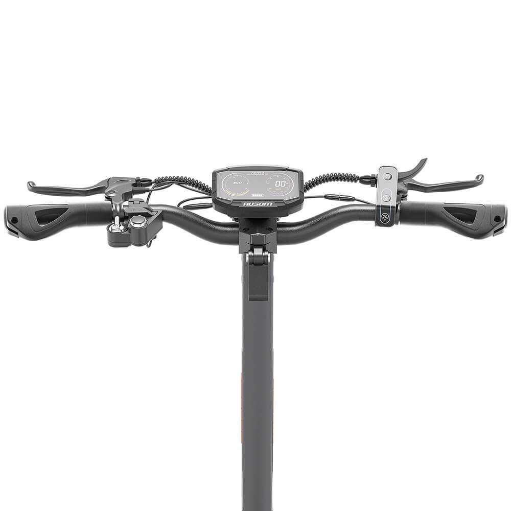 Handlebar and digital display of Ausom L2 Max Trottinette électrique electric scooter with ergonomic grips and control buttons