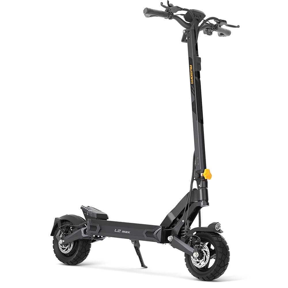 Ausom L2 Max Trottinette électrique black electric scooter with 1000W motor, 48V 20.8Ah battery, 10-inch tubeless tires, 31 mph max speed, and 56 miles range